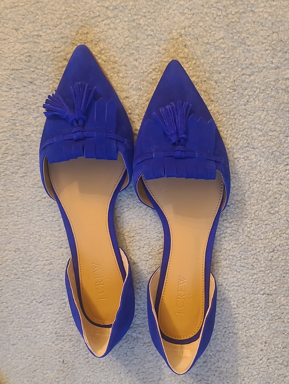 J. Crew Blue Pointed Tassel D'Orsay Flats